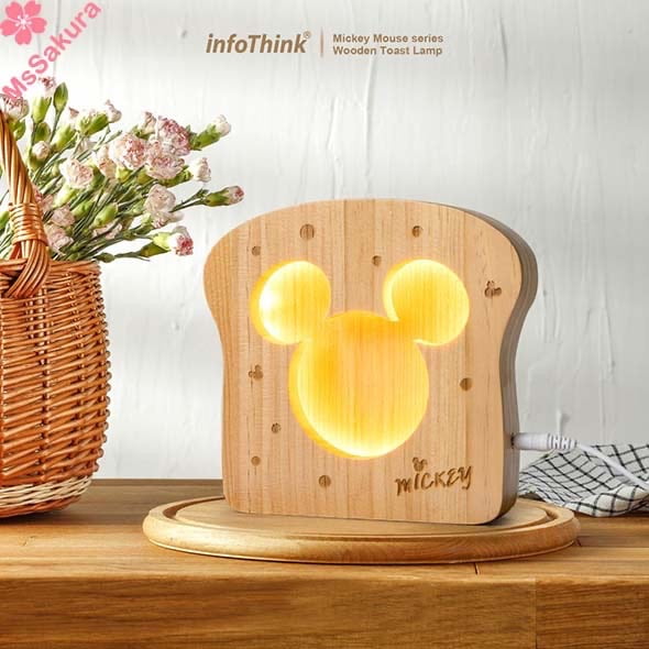 【迪士尼正版授權】infoThink 米奇系列吐司造型實木燈