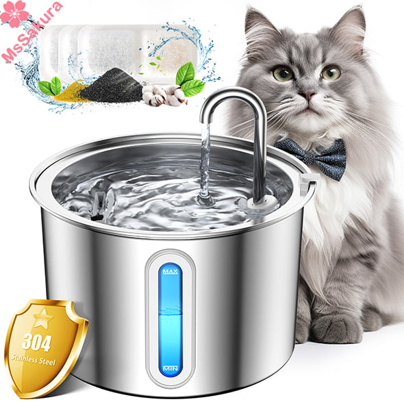 美國ONEISALL 2公升自動不鏽鋼寵物飲水機飲水器3組過灑設備 香港行貨 1年保養