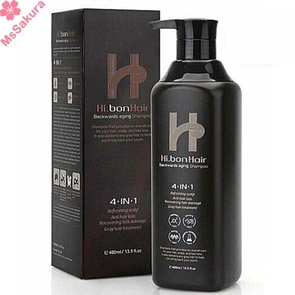 韓國Hi.bon Hair 4-IN-1逆齡啡髮洗髮水400ml白髮變啡髮