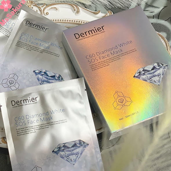 英國 Dermier C60 閃鑽急救面膜 (6片/盒)強效降紅 超補水 淡斑 美白 緊緻 亮澤