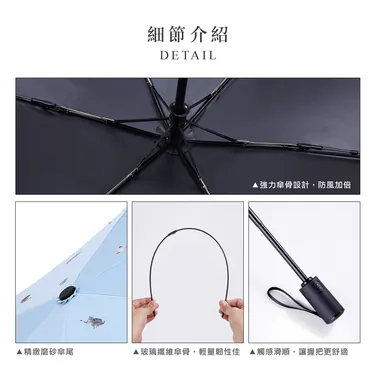 台灣-Tcf-萌貓百科-全遮光-抗UV省力自動開收傘