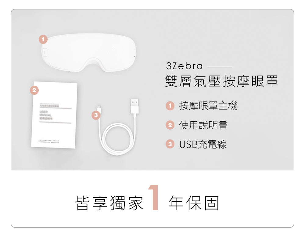 雙層氣壓按摩眼罩 台灣 3zebra加倍罩