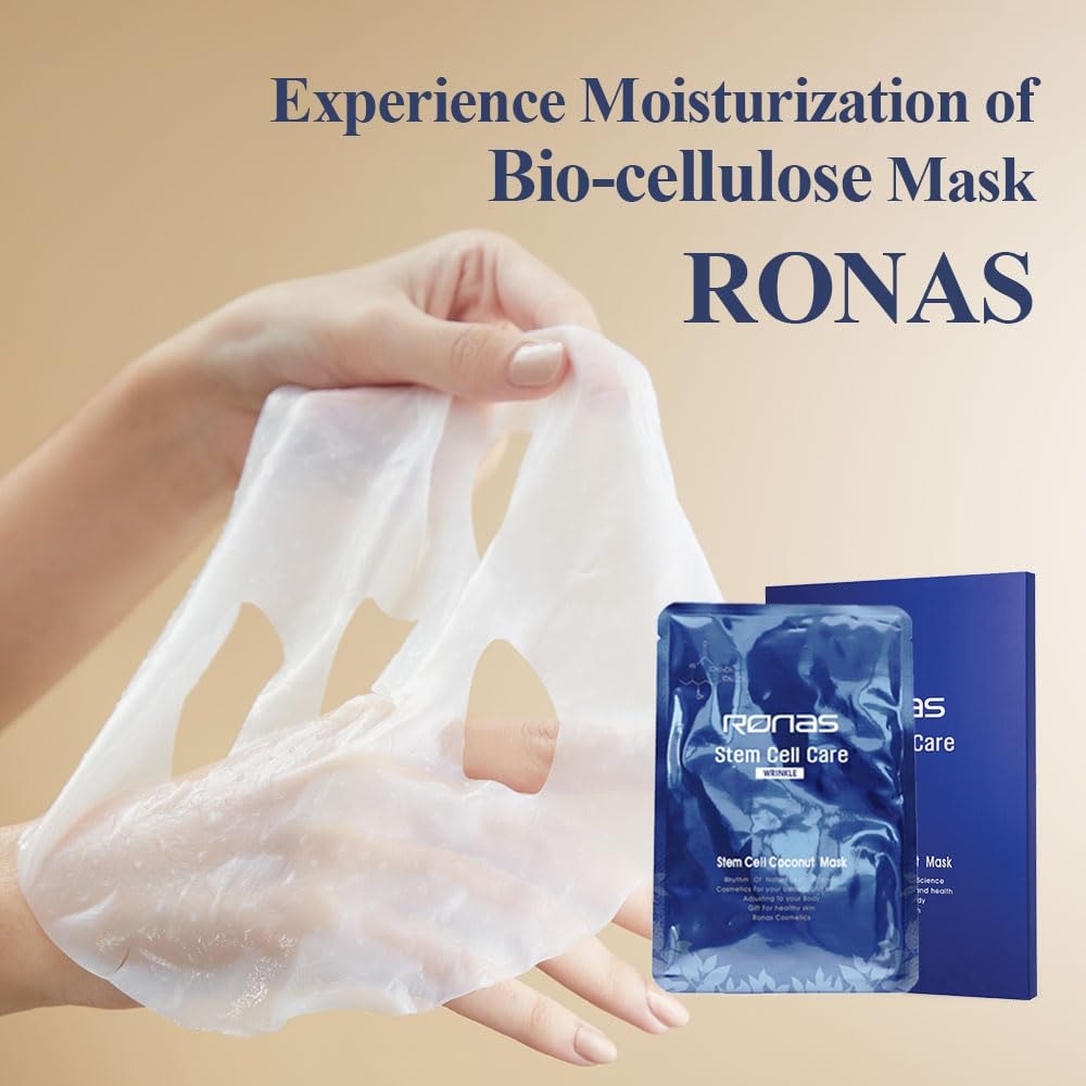 韓國Ronas STEM CELL Coconut Mask 幹細胞椰子生物纖維面膜5片/盒抗