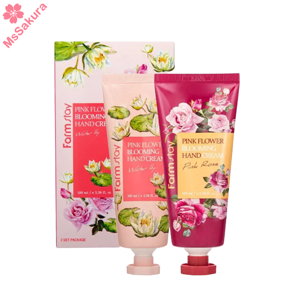 韓國FarmStay花香護手霜2支入 睡蓮100ml+玫瑰100ml