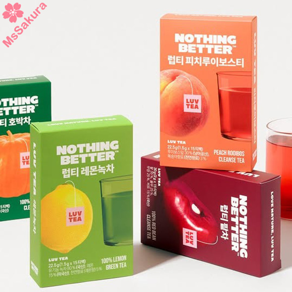 韓國Nothing Better Luv Tea南瓜/蜜桃/紅豆/檸檬消腫茶15包/盒