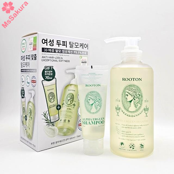 韓國ROOTON Alpha Erguen Shampoo 500ml+70ml Special Set洗髮水套裝 韓國頂級月子中心指定品牌 孕媽咪 孩童 敏弱肌也能放心使用