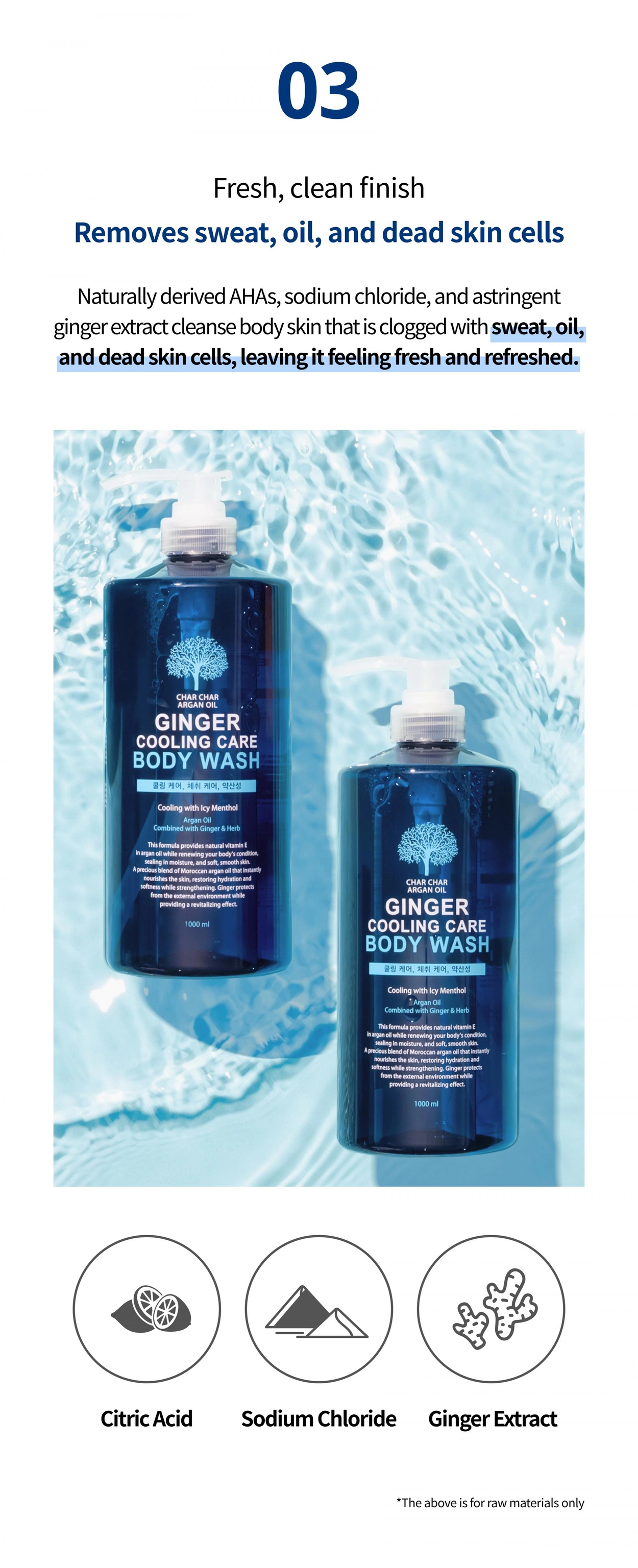 Char Char Argan Oil Ginger Cooling Care Body Wash 1000ml