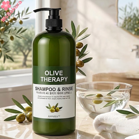 韓國ASPASIA 4U橄欖植萃雙效洗潤髮乳1500ml(Olive Therapy Shampoo & Rinse)