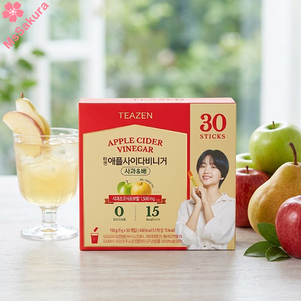 韓國TEAZEN蘋果醋粉末沖劑(蘋果與梨味)30包裝 含後生元 幫助消化 低卡無負擔