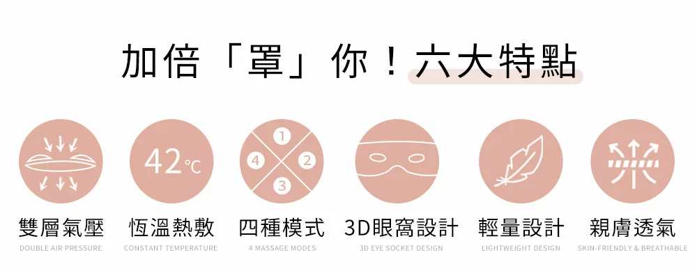 雙層氣壓按摩眼罩 台灣 3zebra加倍罩