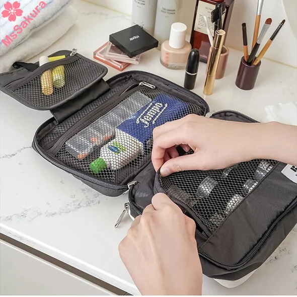 韓國Branden可擴展旅行收納袋 三層折疊 多格收納 防水Wash Bag